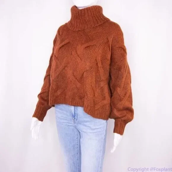 NEW Madewell Somervell Modern Cable Turtleneck Sweater,‎ size XXS
